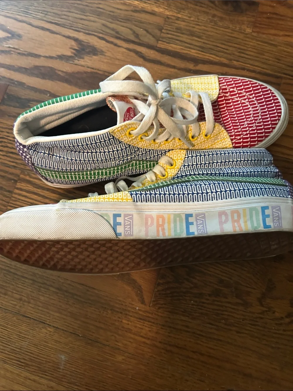 Vans Multicolor Patchwork Low Top Sneakers - Red, Yellow, Green, Blue